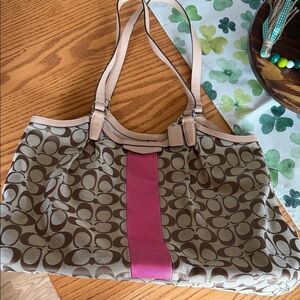 Coach Stylish Tan and Pink Women's Bag